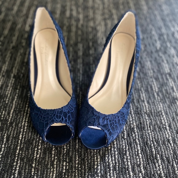 PARADOX LONDON Blue Peep Toe Low Heels. Size 6.5 - Picture 2 of 8